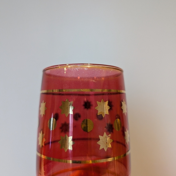 Vintage cranberry glass  Red and Gold Glass Tumblers - Picture 8 of 12